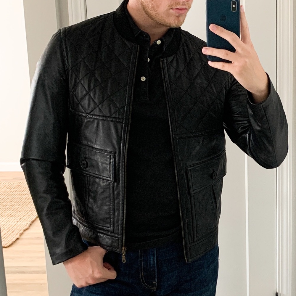 Timo Weiland Men’s leather quilted bomber jacket - Picture 6 of 8